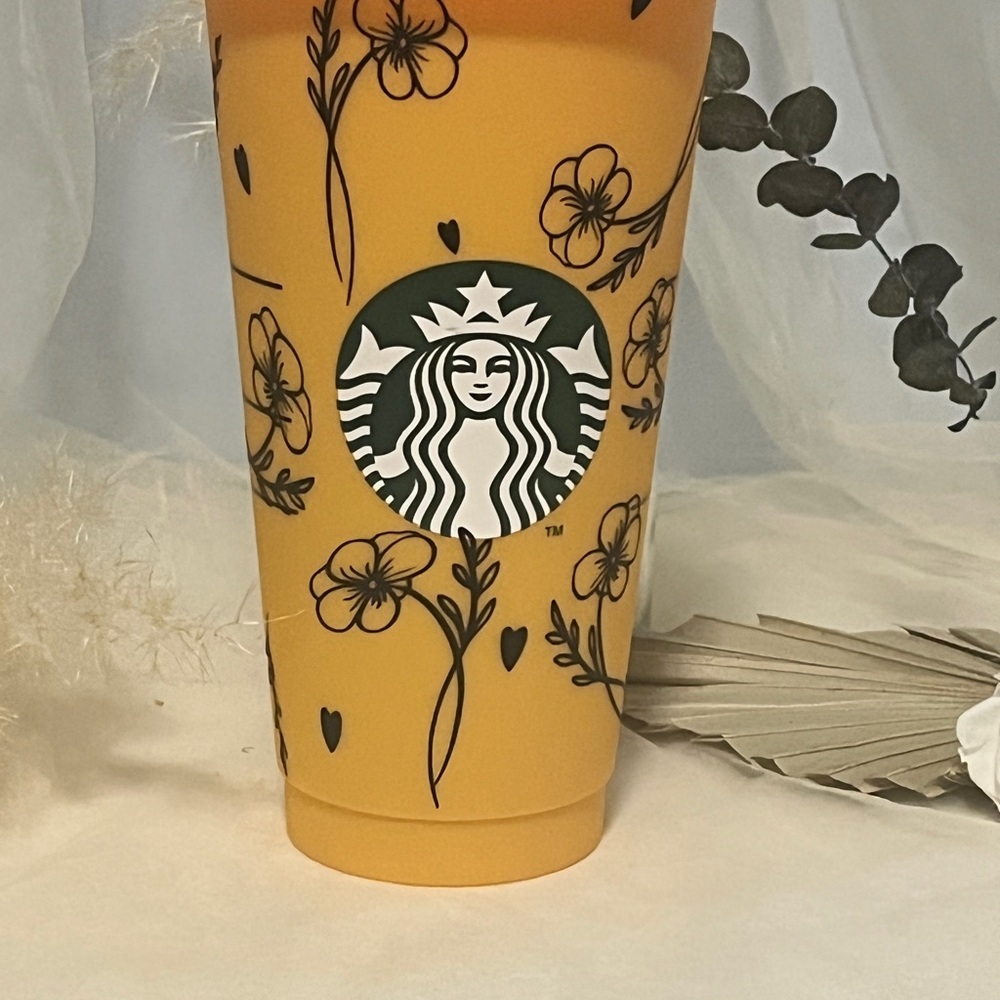 2 for $10 Starbucks Floral Yellow Tumbler